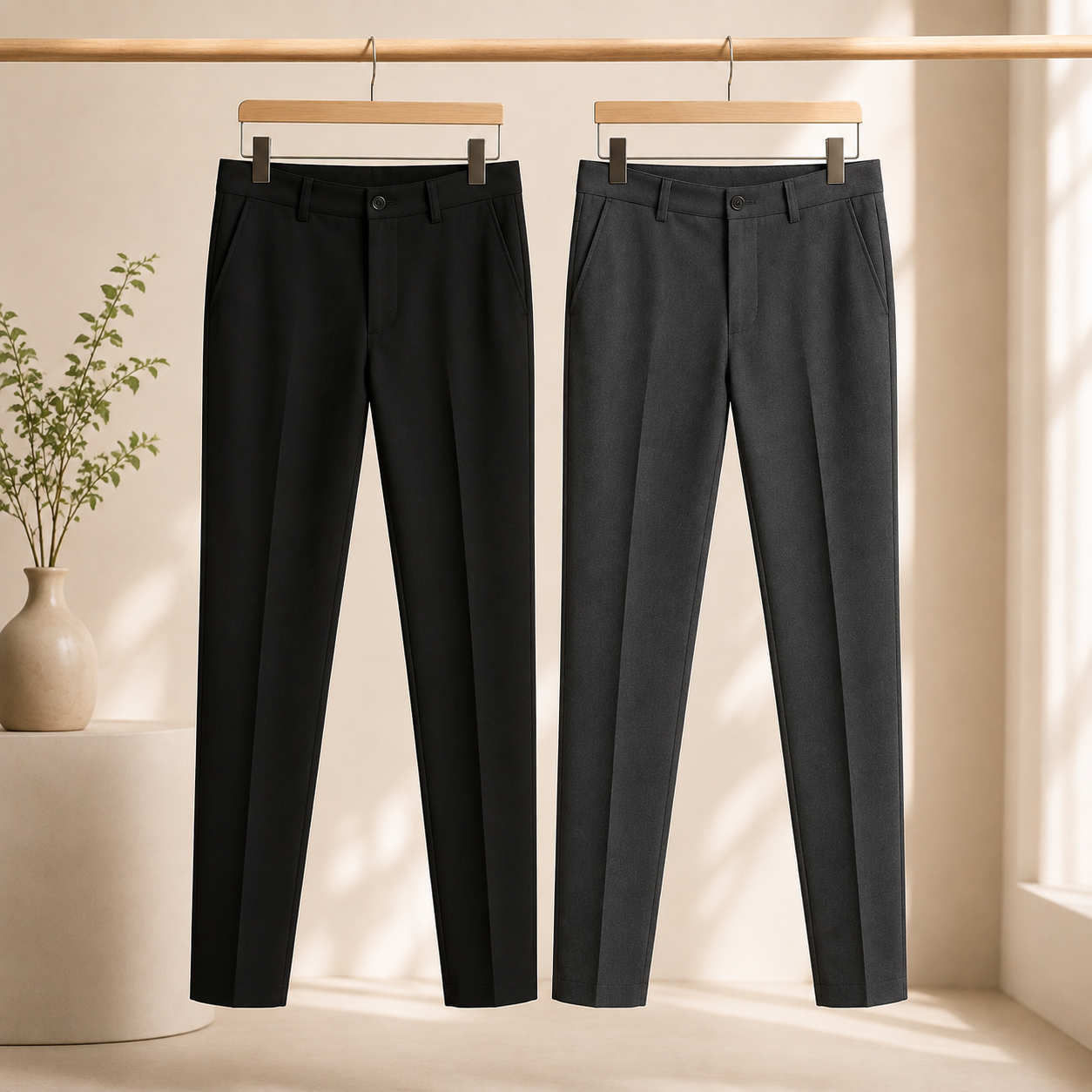 Men's Essential Tailored Pants – Black & Charcoal