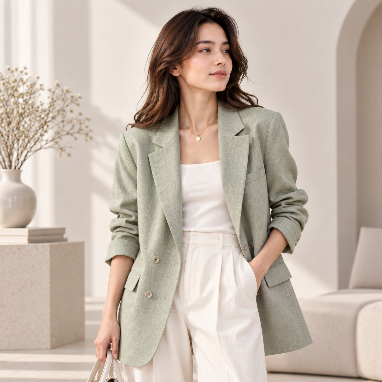 Oversized Linen Blazer – Elegant Modern Women's Style